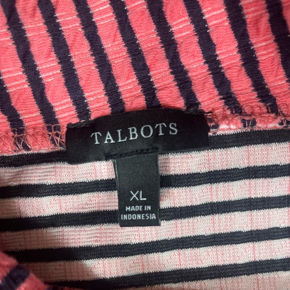 EUC Talbots Striped Split Neck Long Sleeve Top - Picture 8 of 9
